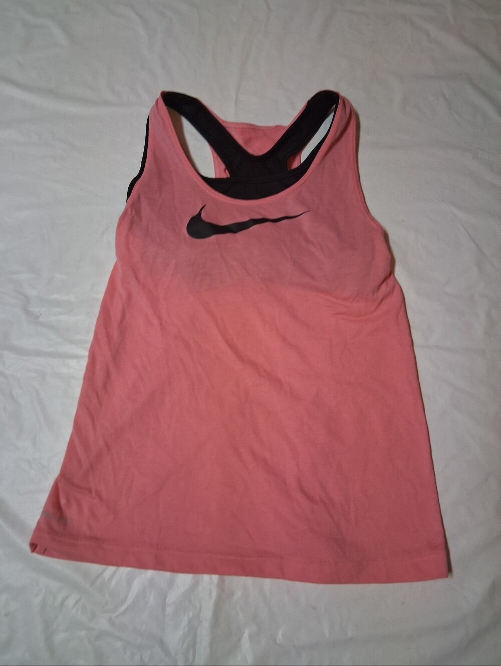 Nike Coral Pink Racerback Tank with Black Swoosh Sz M Preowned